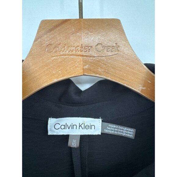 Calvin Klein Womens Black top Blouse size 1X Long Sleeve Relaxed Fit plus - Picture 3 of 5